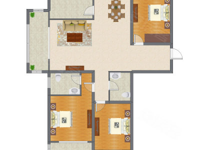 3室2厅 165.32平米