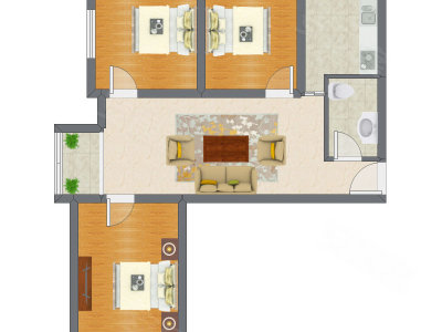 3室2厅 90.62平米