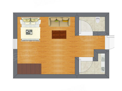 1室1厅 15.83平米户型图