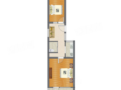 2室1厅 57.64平米户型图