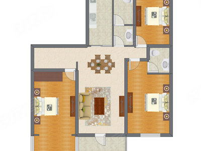 3室2厅 132.20平米户型图