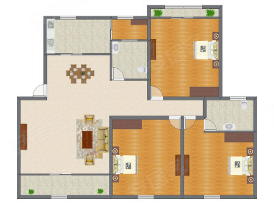 3室2厅 195.74平米