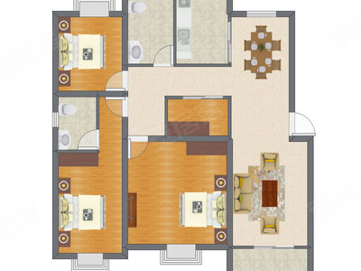 3室1厅 90.36平米