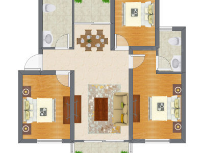 3室2厅 99.57平米