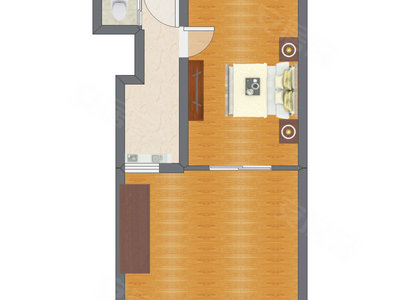 1室1厅 28.56平米户型图