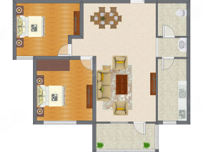 2室2厅 118.00平米户型图