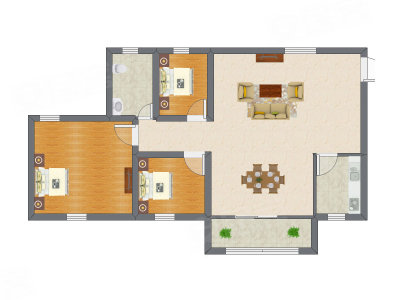 3室2厅 69.61平米
