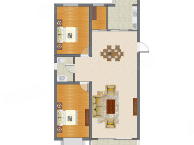 2室2厅 90.24平米