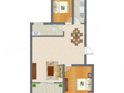 2室2厅 65.20平米户型图
