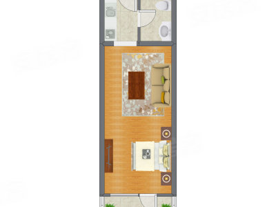 1室1厅 54.04平米户型图