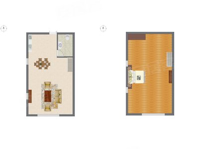 1室1厅 53.27平米户型图