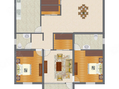 2室2厅 114.95平米