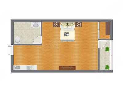1室0厅 46.56平米户型图