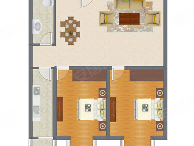 2室2厅 124.40平米户型图