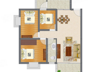 3室2厅 85.03平米户型图