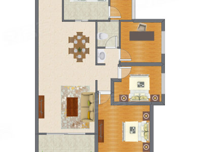 3室2厅 101.22平米户型图