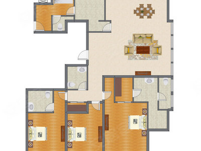 3室2厅 248.00平米户型图