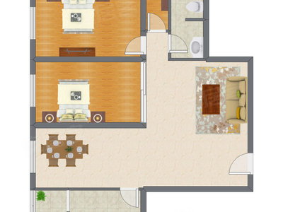 2室2厅 120.13平米户型图