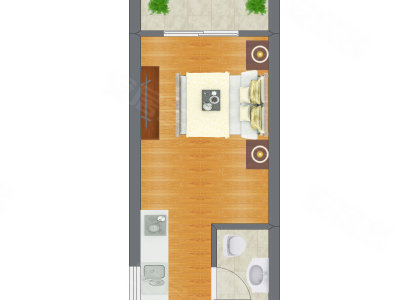 1室0厅 17.86平米户型图