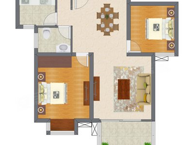2室2厅 88.98平米