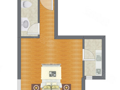 1室0厅 40.21平米户型图