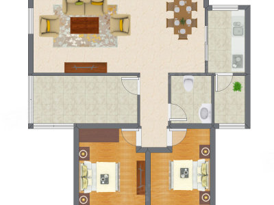 2室2厅 93.89平米户型图
