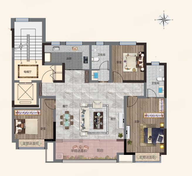 汇丰建润·桃李春风3室2厅2卫144.69㎡南101万