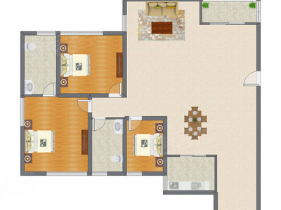 3室2厅 132.00平米