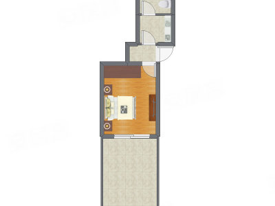 1室0厅 34.73平米户型图