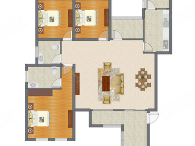 3室2厅 150.17平米