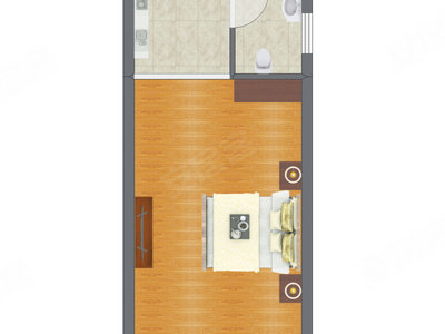 1室0厅 28.13平米户型图