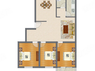 3室2厅 98.96平米
