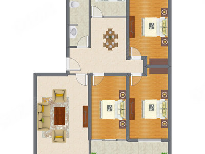3室2厅 124.80平米户型图
