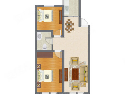 2室1厅 83.59平米户型图