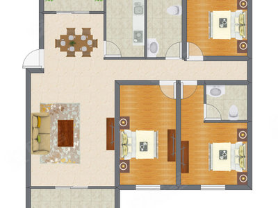 3室2厅 131.45平米户型图
