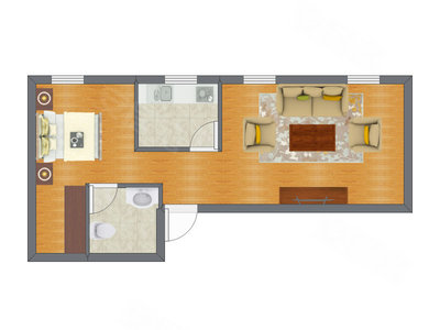 1室1厅 56.30平米户型图