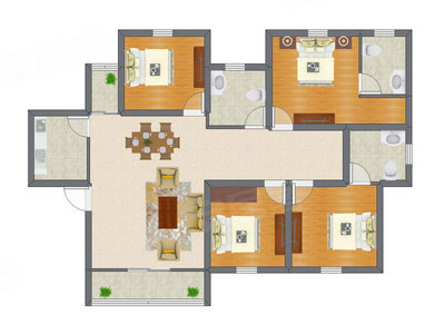4室1厅 99.56平米