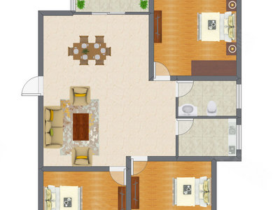 3室2厅 88.95平米户型图