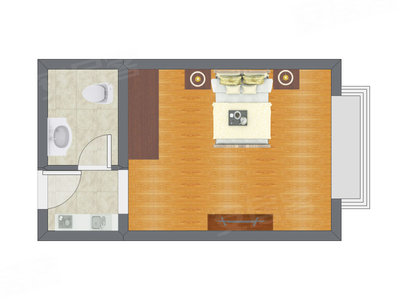 1室0厅 47.37平米户型图
