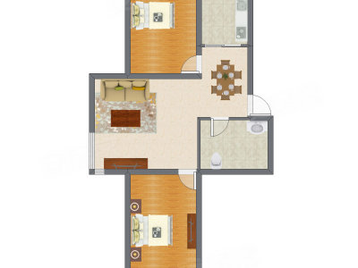 2室2厅 81.40平米户型图