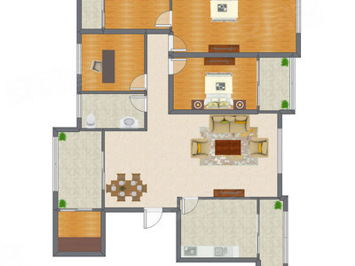 3室2厅 140.00平米户型图