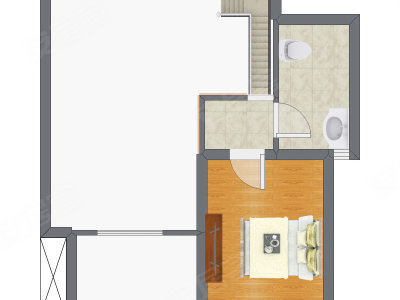1室2厅 43.77平米户型图
