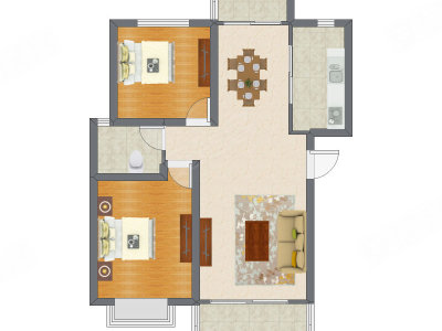 2室2厅 94.28平米户型图
