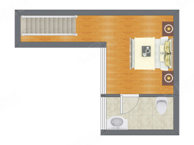 1室1厅 58.23平米户型图