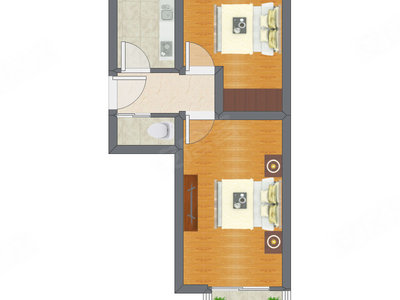 2室1厅 53.23平米户型图