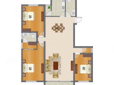 3室1厅 143.70平米