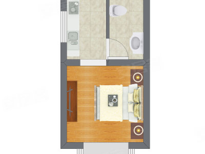 1室1厅 15.46平米户型图