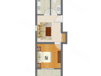 1室1厅 59.72平米户型图