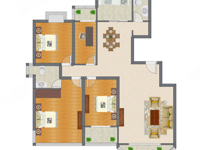 4室2厅 167.91平米户型图