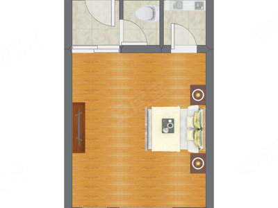 1室0厅 46.80平米户型图